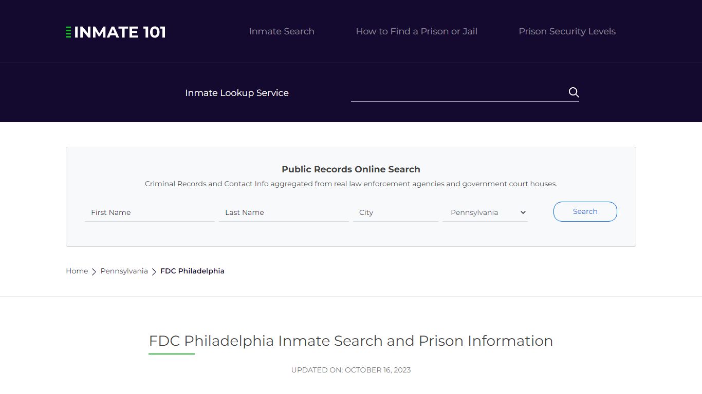 FDC Philadelphia Inmate Search | Lookup | Roster
